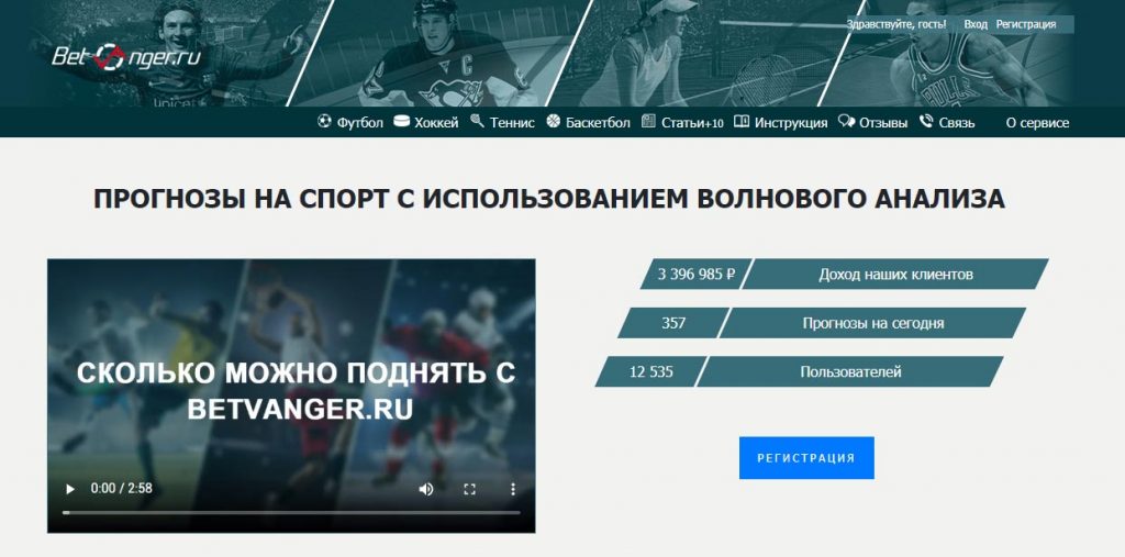 Внешний вид сайта betvanger.ru