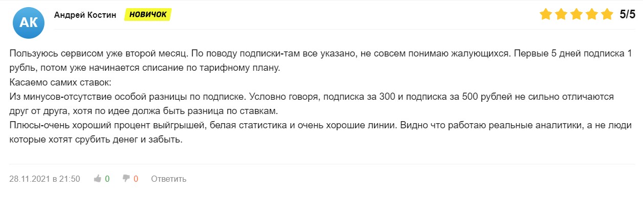 Отзывы о прогнозах на спорт с сайта AnaliticBet ru